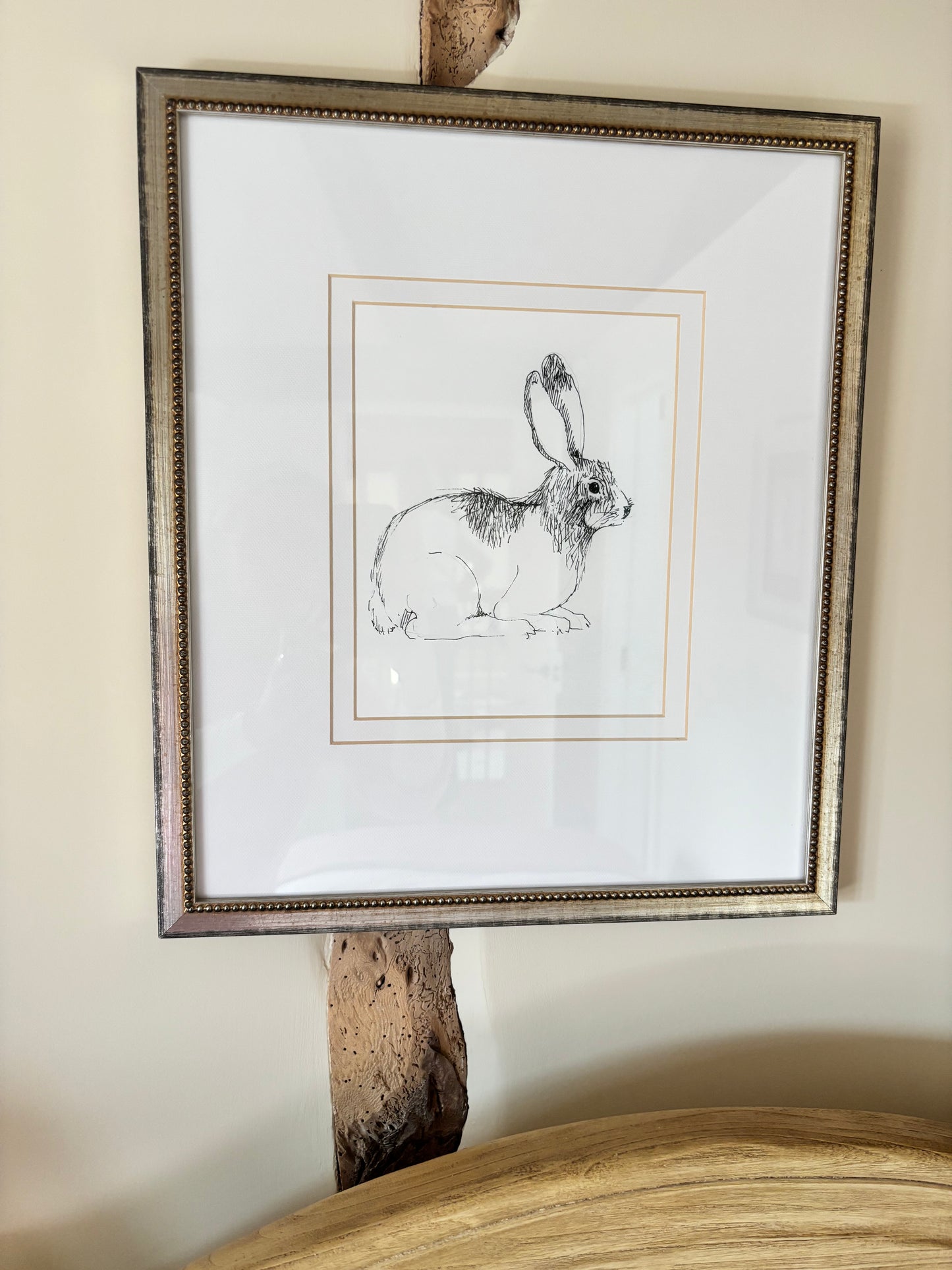 McGee Interiors Pair of Bunny Prints in Silver Finish Frame