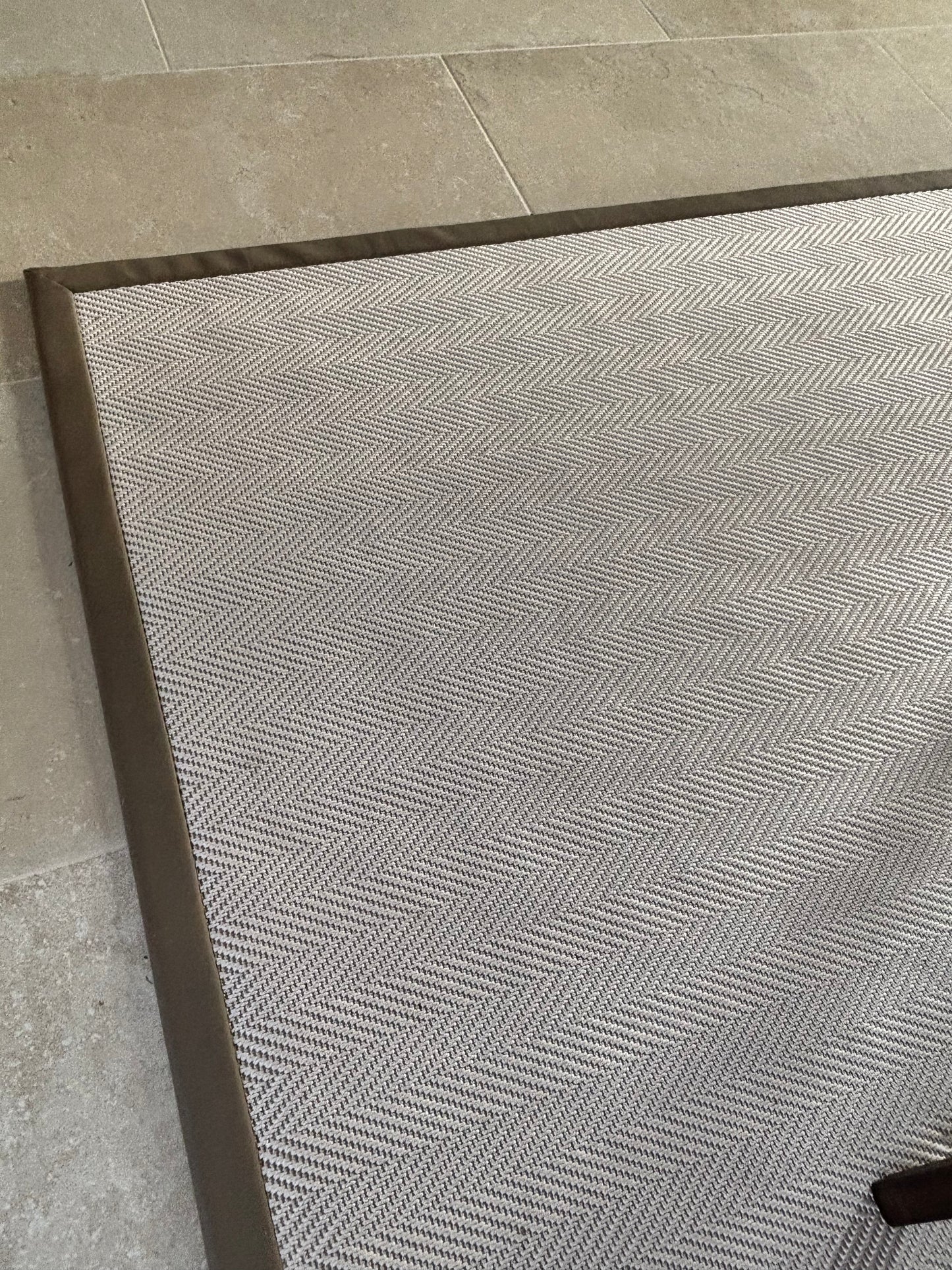 Unnatural Flooring Chevron Rug with Brown Leather Edging