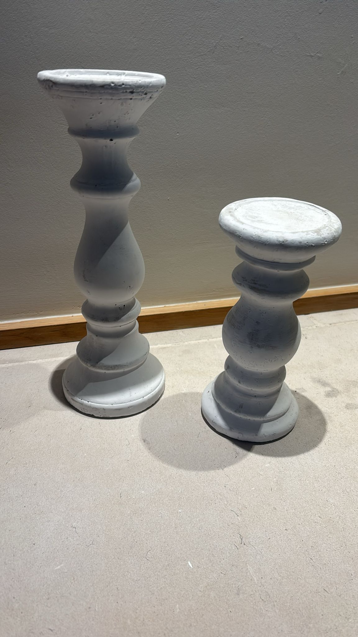 Pair of Stone Pillar Candle Holders