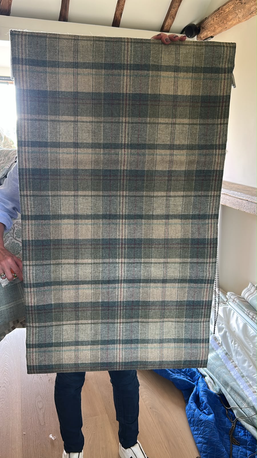 Dark Blue Checked Blind