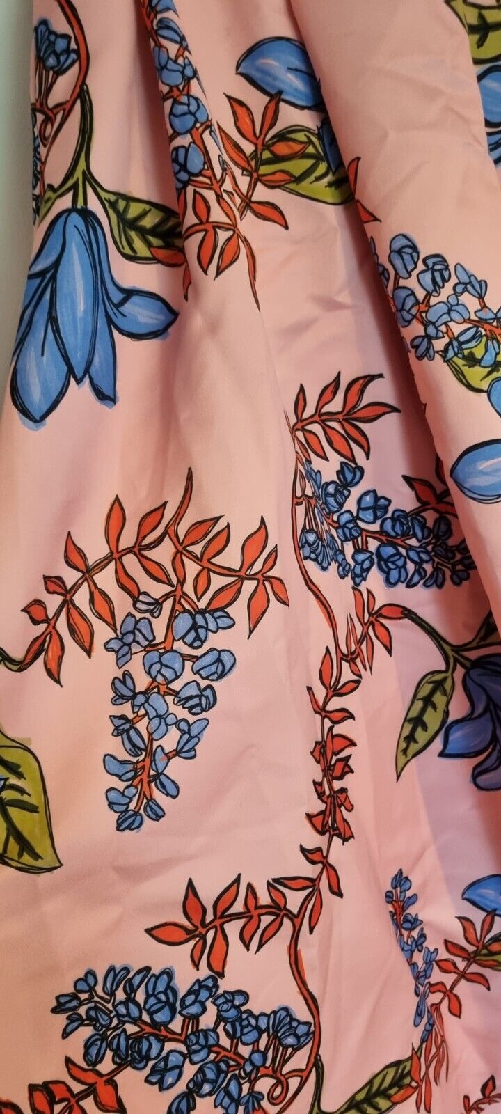 Pinko Made In Italy Pink Floral Satin Fully Lined, Wrap Over Skirt Size 8