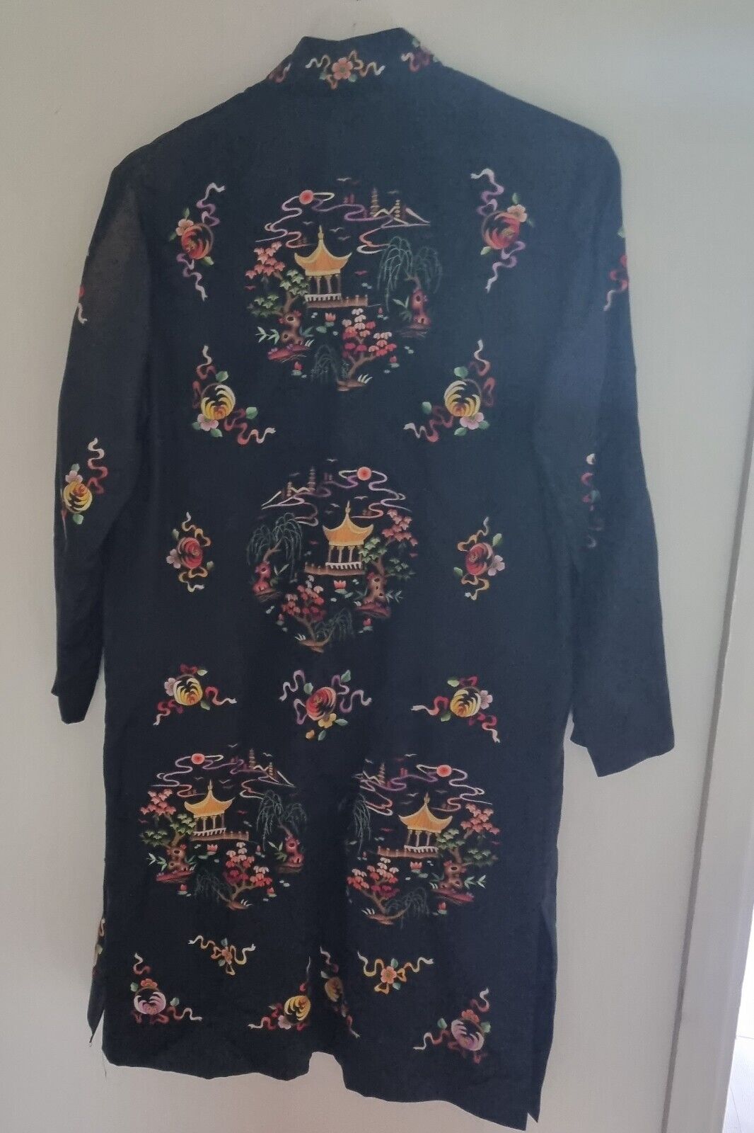 Golden Bee Vintage Women's Black Silk Kimono Jacket Size S