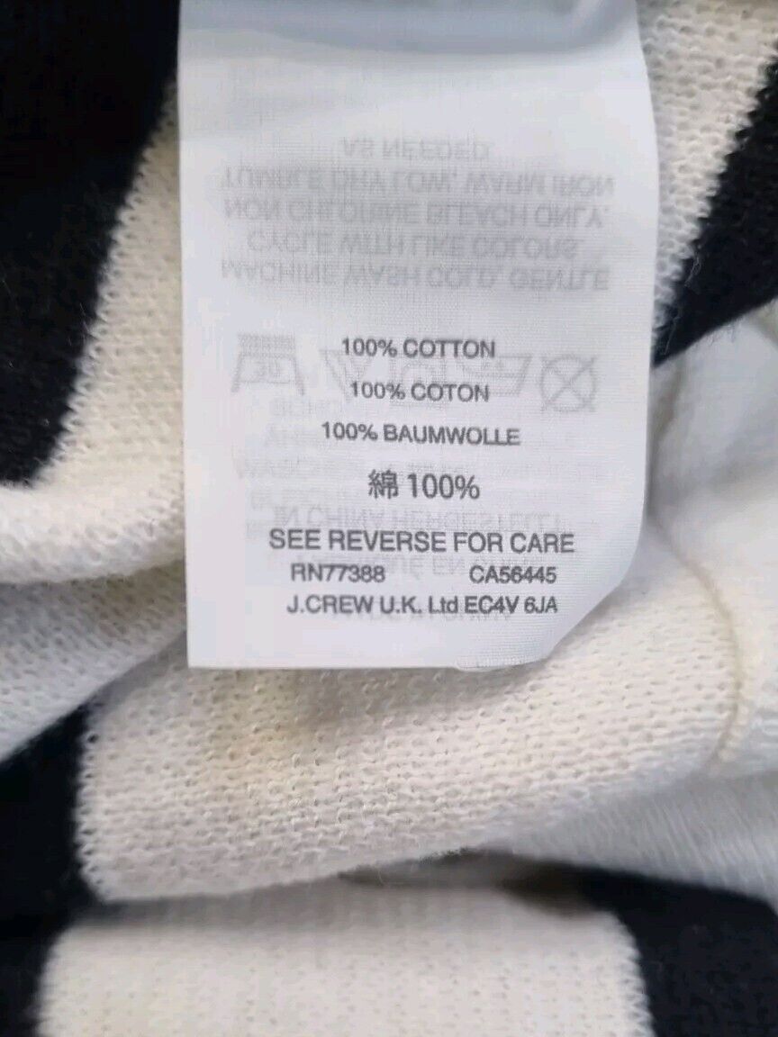 J Crew Women's White And Black Striped Jumper Pullover 100% Cotton Size Medium
