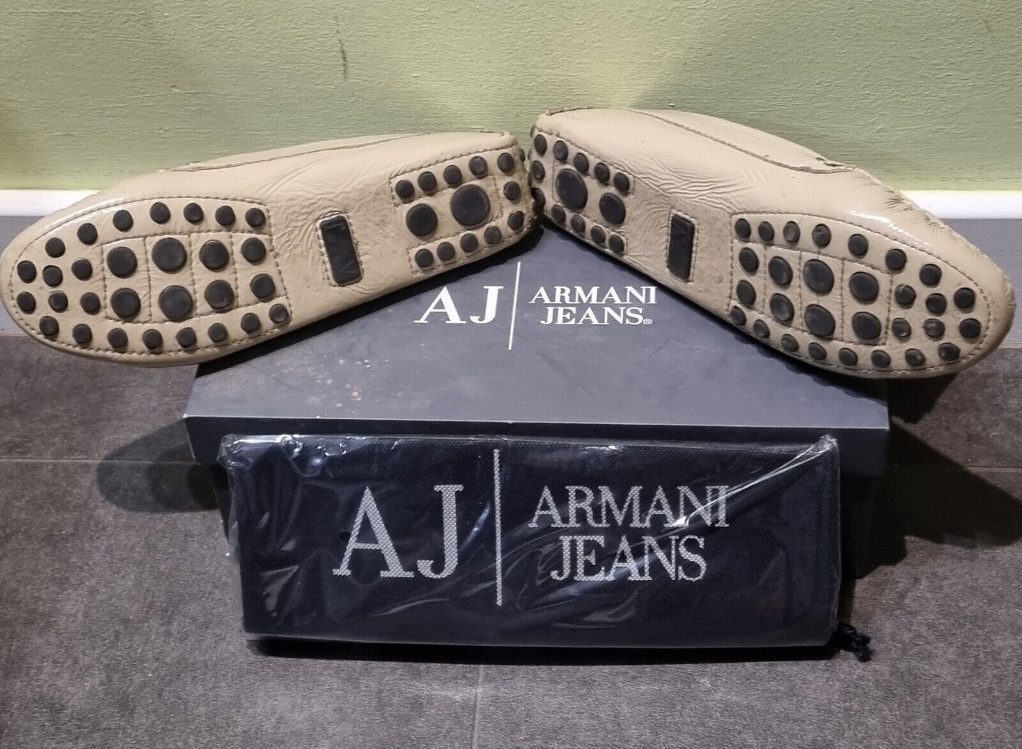 AJ Jeans By Armani Women's Flat Patent Leather Shoes UK 3.5 With Box & Dust Bag