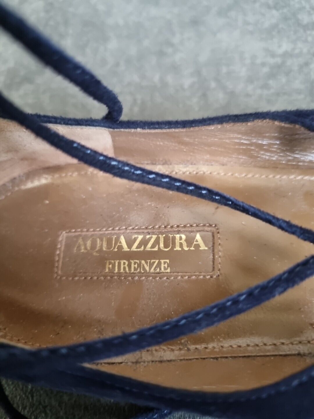 Aquazzura Firenze Women's Very Dark Navy Flat Shoes Size UK 6
