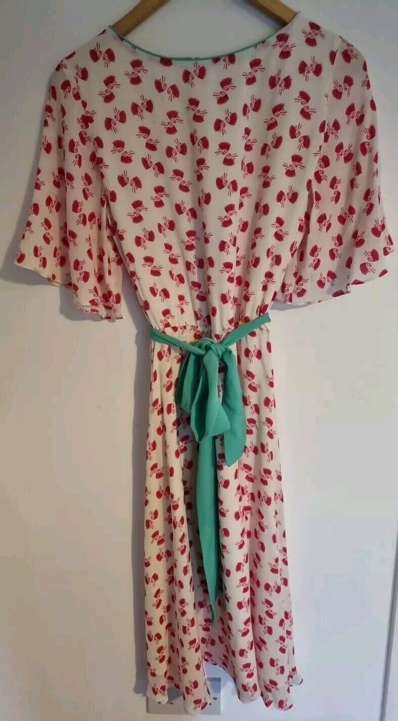 BNWT Libelula Silk Jolo Dress White And Red Size 40