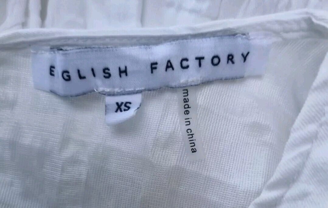 English Factory Women's White, Lined Short Dress With Ties At Back Size XS