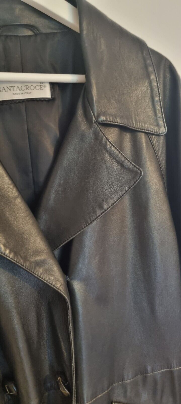 Santacroce, Made In Italy Women's Black Genuine Leather Jacket Size 42