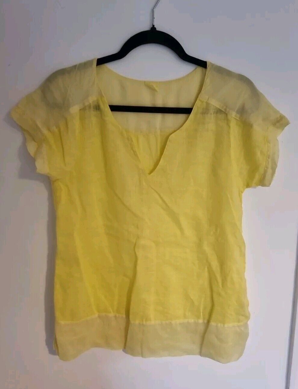 120% Lino Silk And Linen Mix Women's Yellow Blouse Size 44