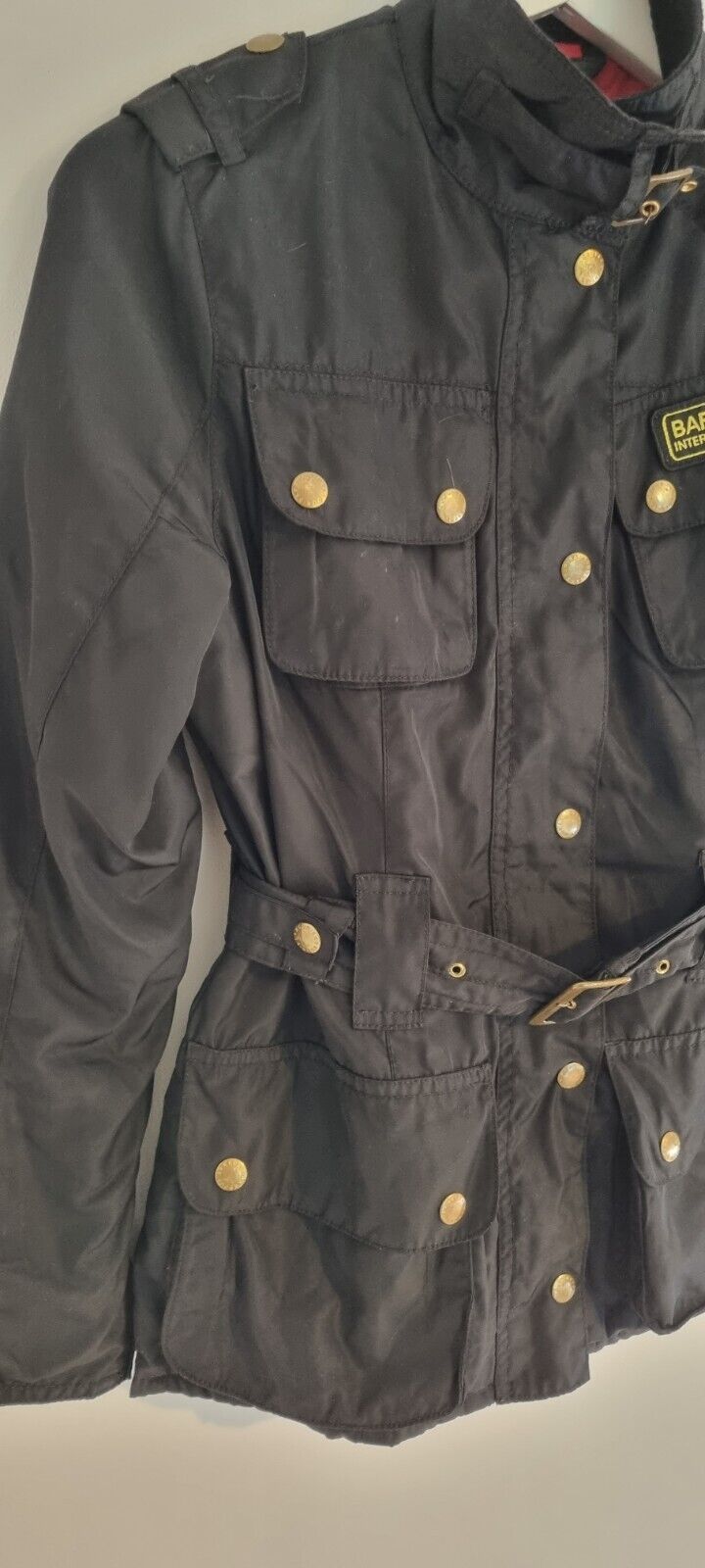 Barbour Womens Black Waterproof And Breathable Jacket With Belt Size 8