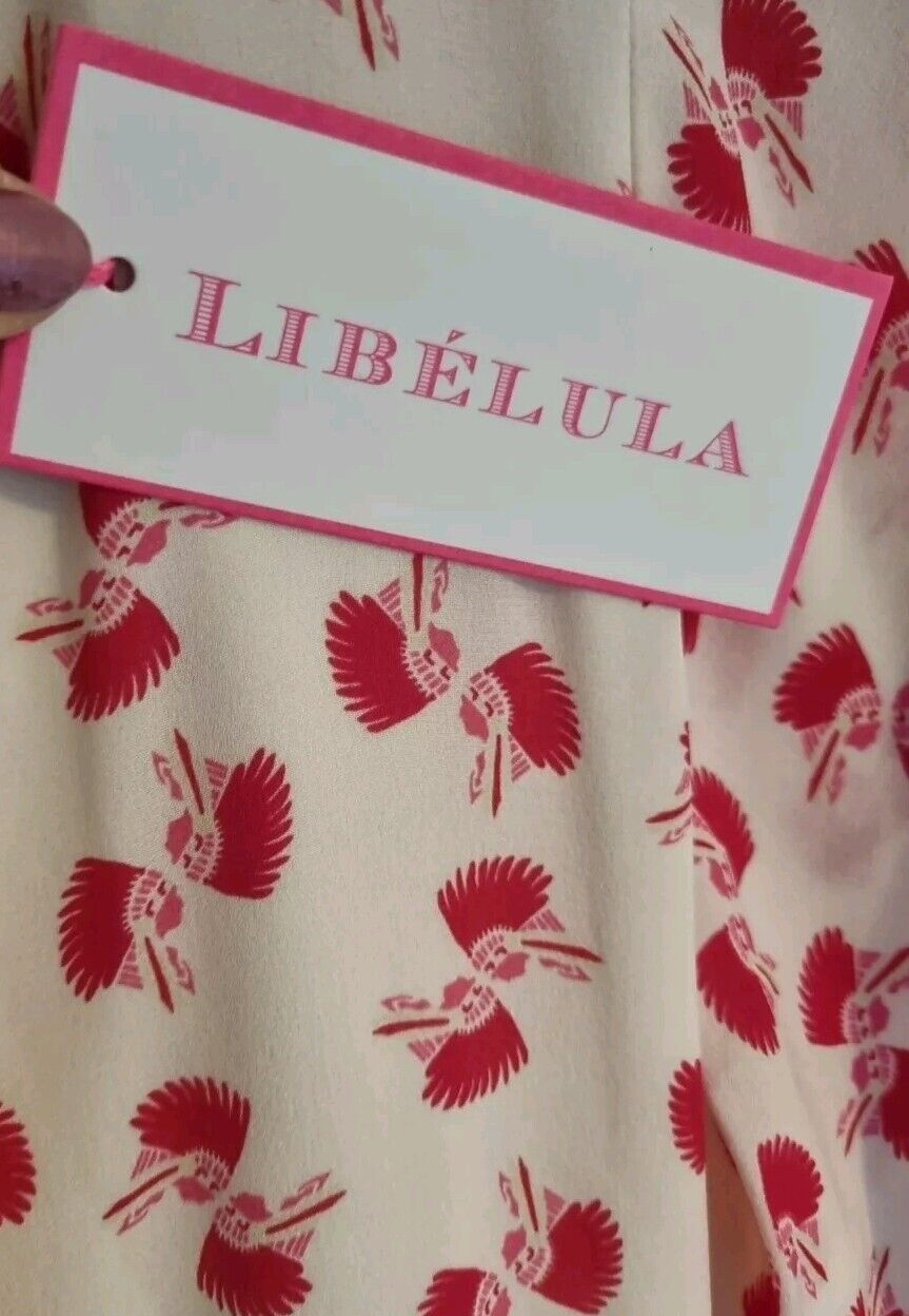 BNWT Libelula Silk Jolo Dress White And Red Size 40