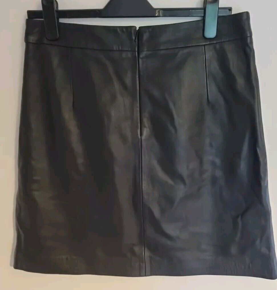 White Label By The White Company Women's Black Leather Lined Skirt Size 12