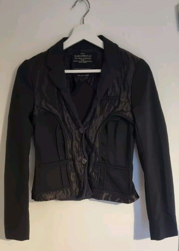 All Saints Women's Black Two Tier Jacket, Blazer Size 6