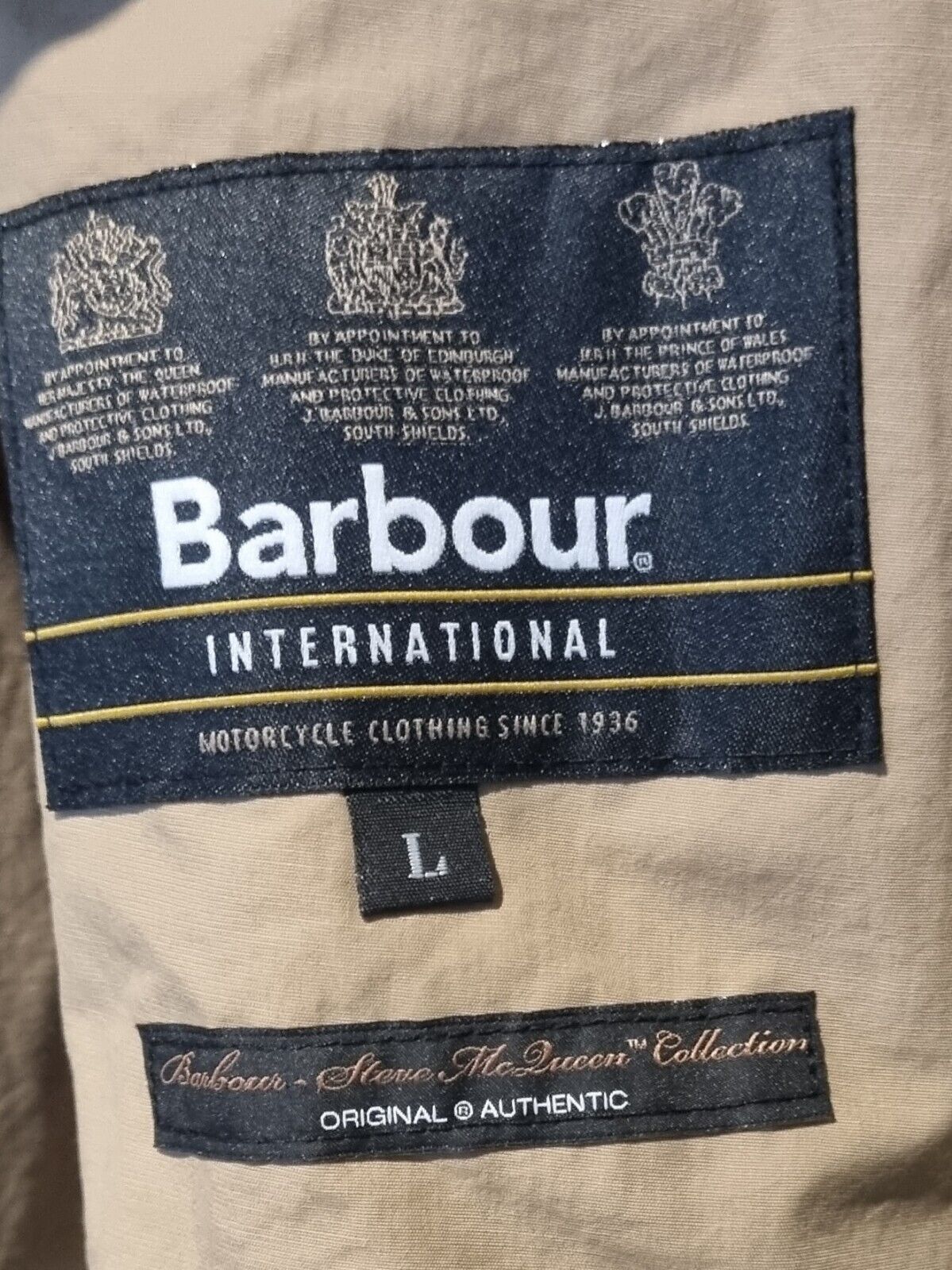 Barbour International Steve McQueen Men's Wax Jacket Tan Large