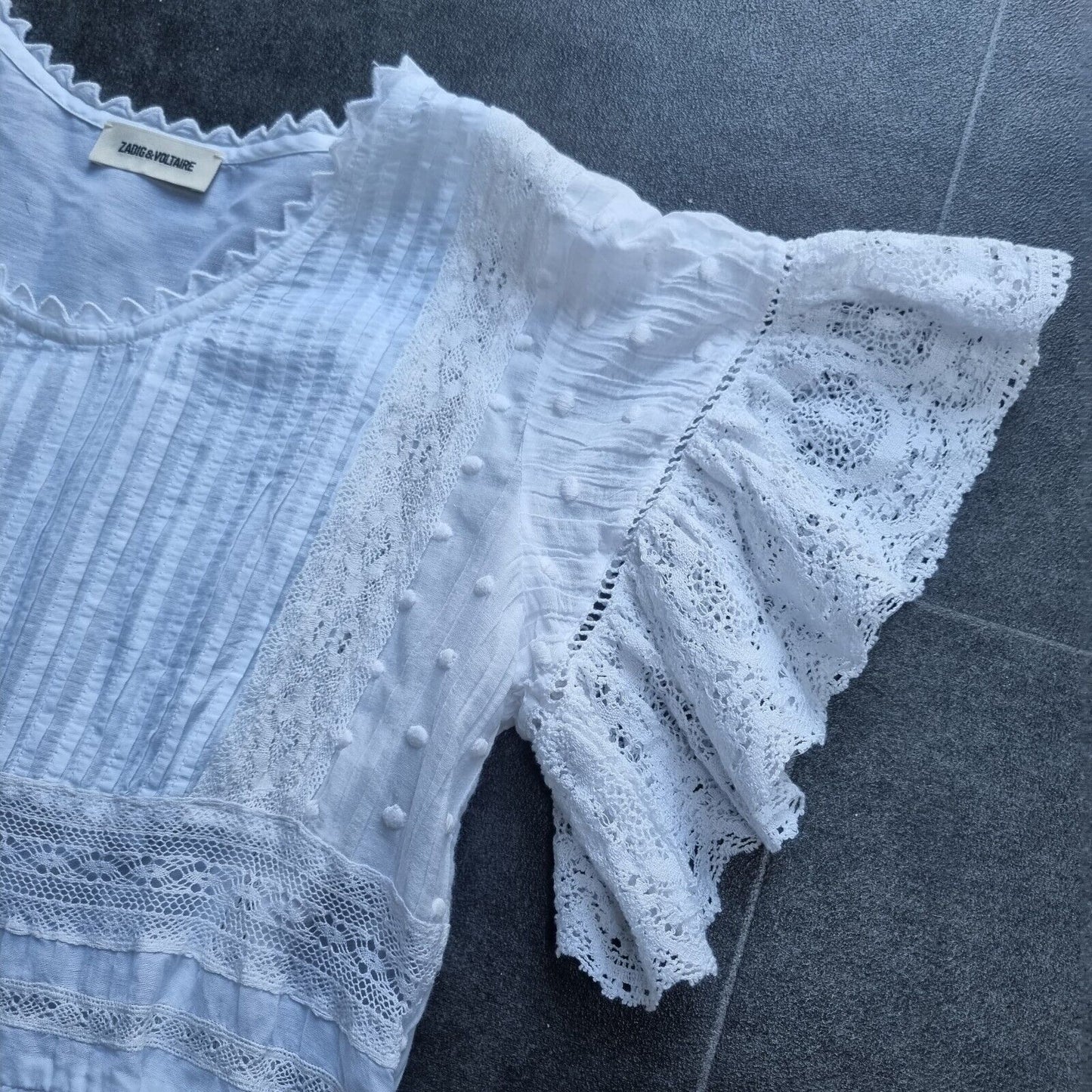 Zadig And Voltaire Women's White With Lace, Lined, Short Dress Size XS