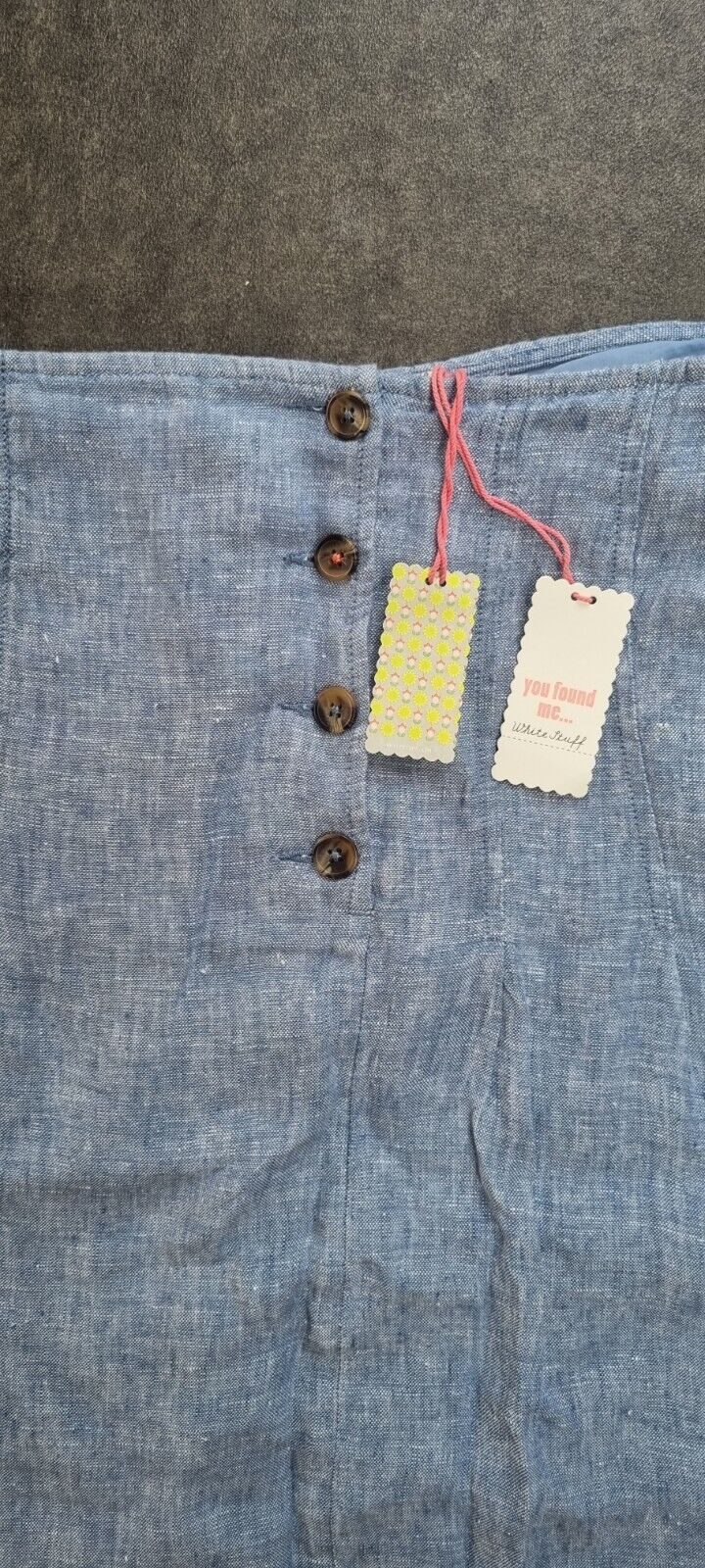 BNWT White Stuff Women's Blue Ciara 100% Linen Skirt Size 16