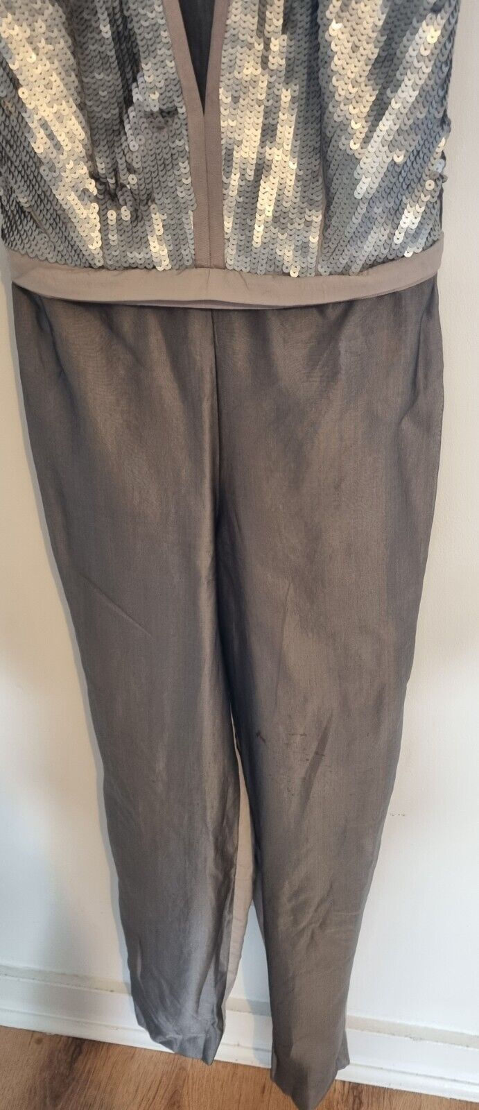 Reiss Women's 100% Silk Jumpsuit With Sequinned Detail Size 12