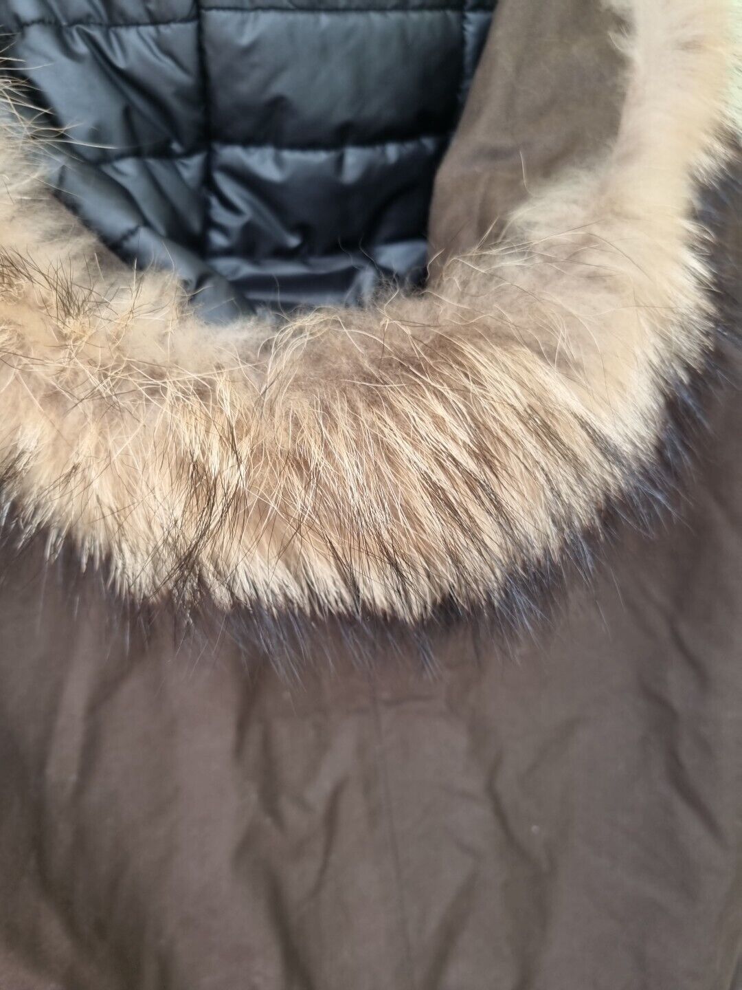 Sandro Women's Brown With Real Fur Lined Hood Coat Jacket Size 1