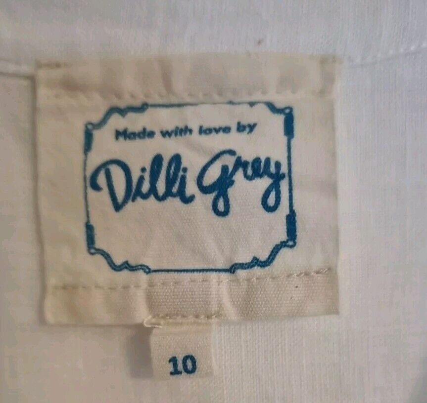 Dilli Grey Women's White 100% Linen, Lined Handmade In India Maxi Dress 10