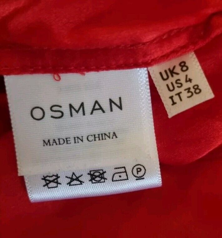 Osman Women's 100% Silk Kaftan, Button Down Dress Size 8