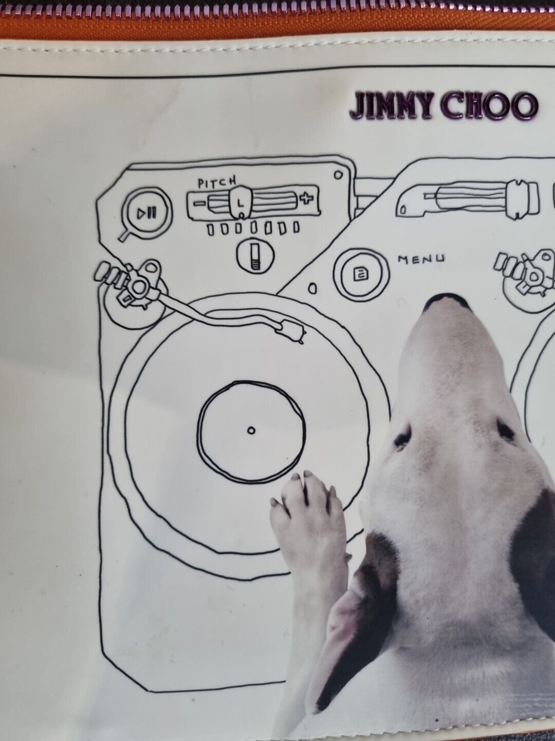 Jimmy Choo Leather English Bull Terrier Clutch Money Purse Pouch, Logo Dust Bag