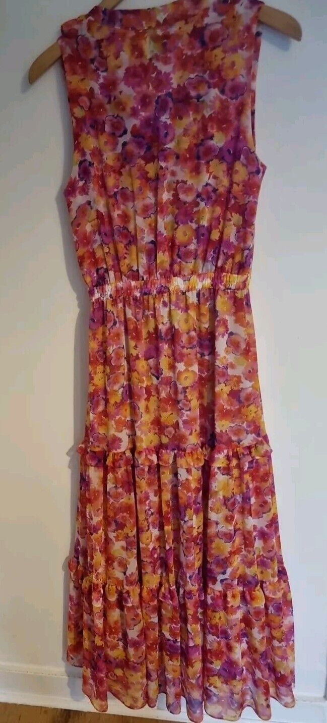 Misa Los Angeles Women's Floral Orange Multicoloured Lined Maxi Dress Size S