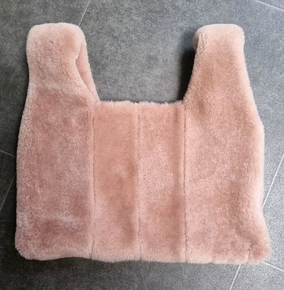 KARA Made In Spain Rose Pink Mini Shopper Leather And Fur Hand Bag