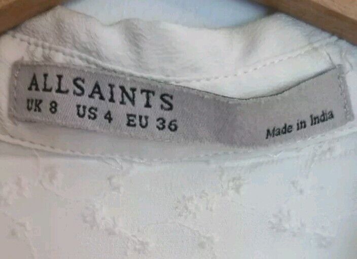 All Saints Women's Ivory Cotton Glesni Shirt Dress With Broiderie Anglaise 8