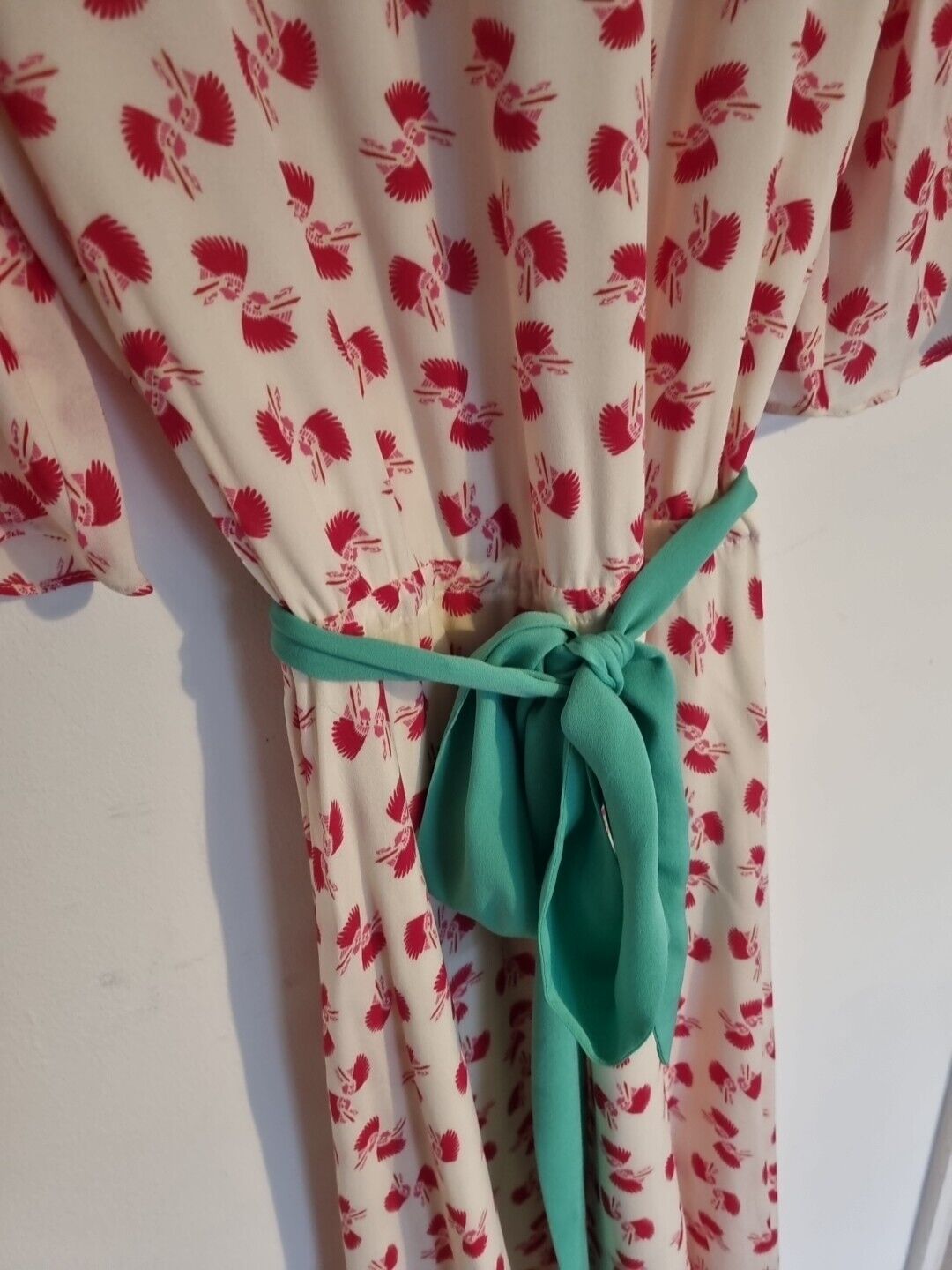 BNWT Libelula Silk Jolo Dress White And Red Size 40
