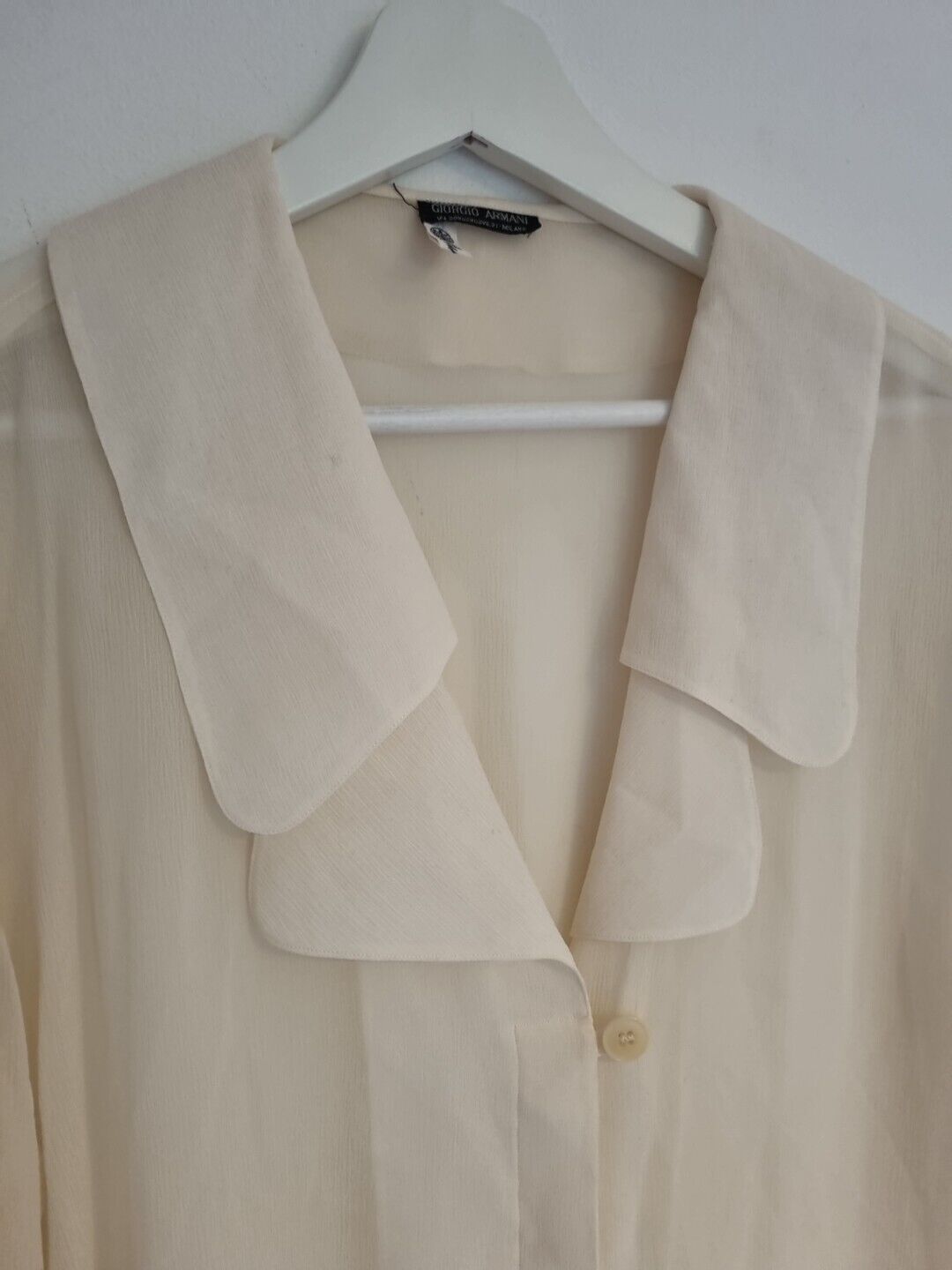 Georgio Armani Milan Women's Cream 100% Pure Silk Blouse Size Approx 14/16