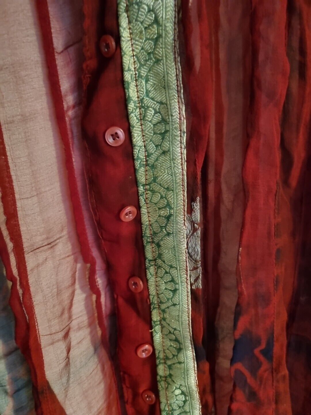 Juliette Dunn Women's Red Sheer 100% Silk Housecoat. One Size