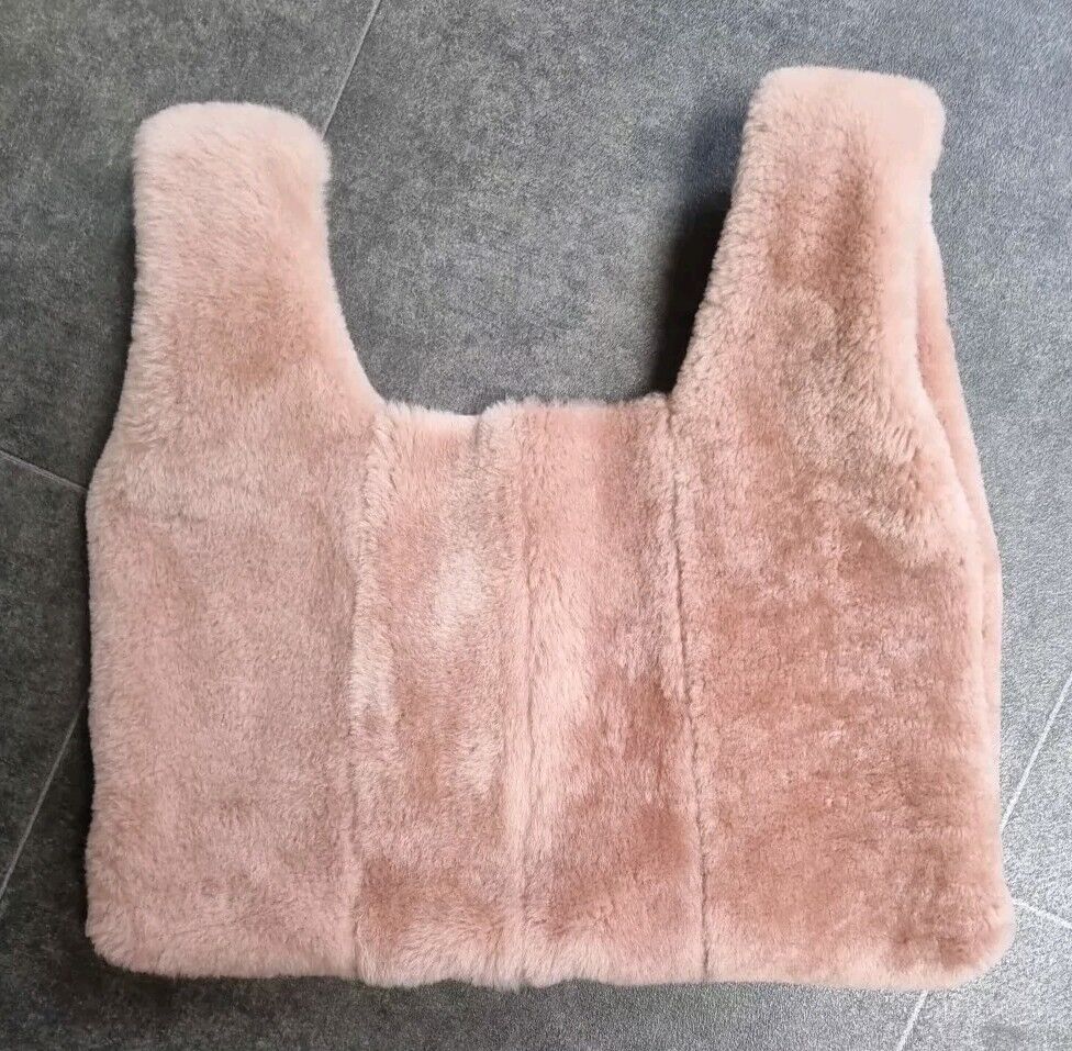 KARA Made In Spain Rose Pink Mini Shopper Leather And Fur Hand Bag