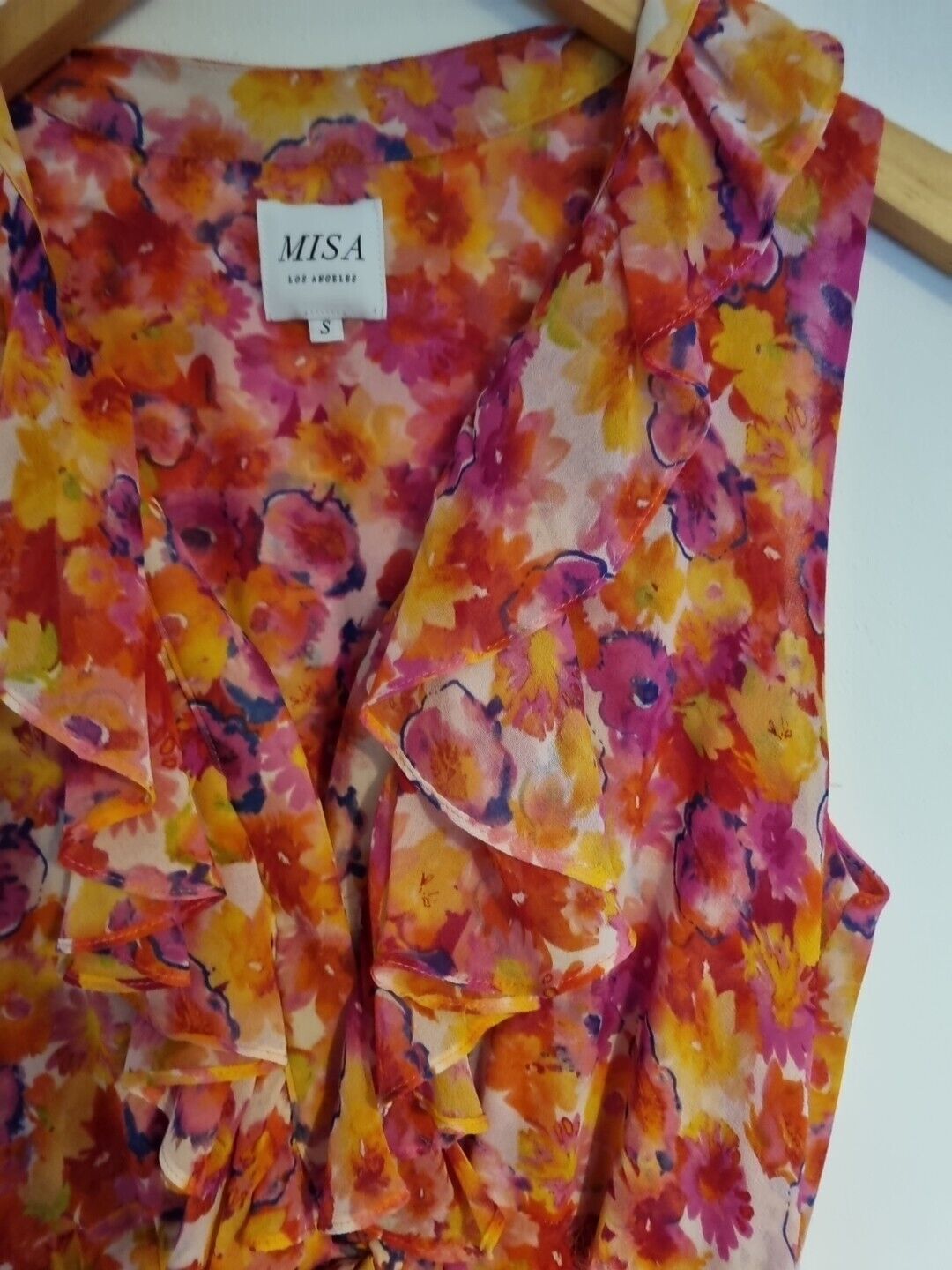 Misa Los Angeles Women's Floral Orange Multicoloured Lined Maxi Dress Size S