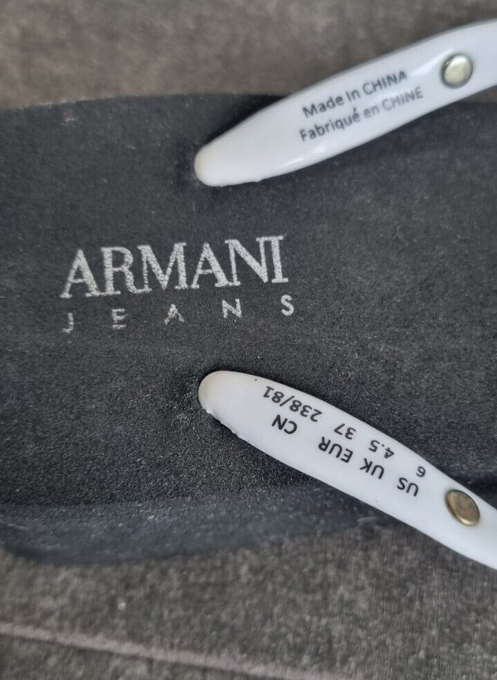 New, Unworn Armani Jeans Women's Black Wedged Flip Flops Size 6
