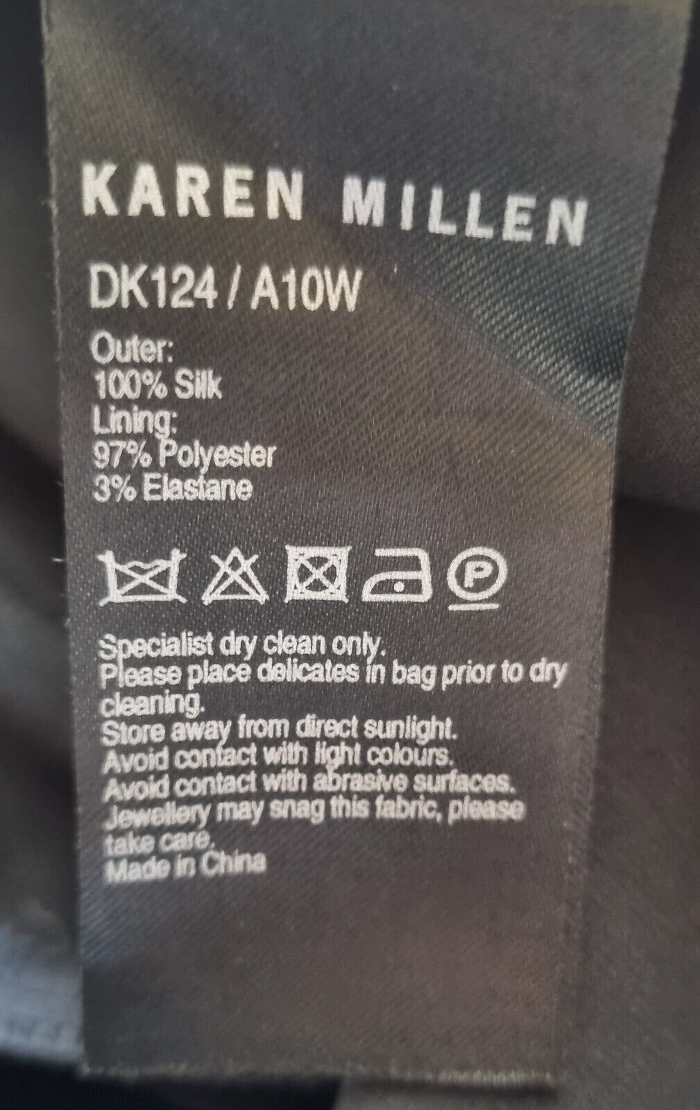 Designer Karen Millen Women's Black Silk Embroidered, Lined, Dress Size 10