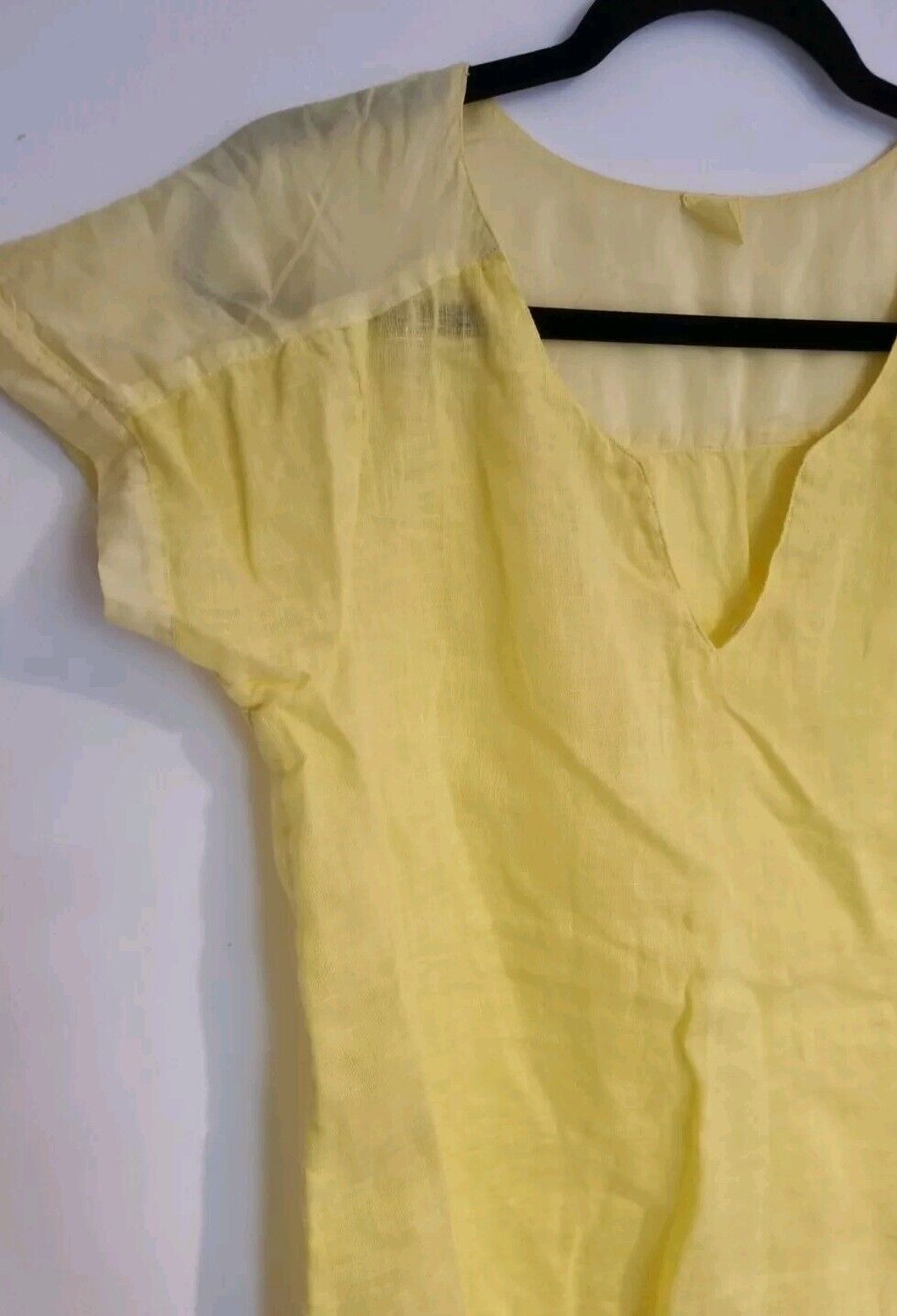 120% Lino Silk And Linen Mix Women's Yellow Blouse Size 44