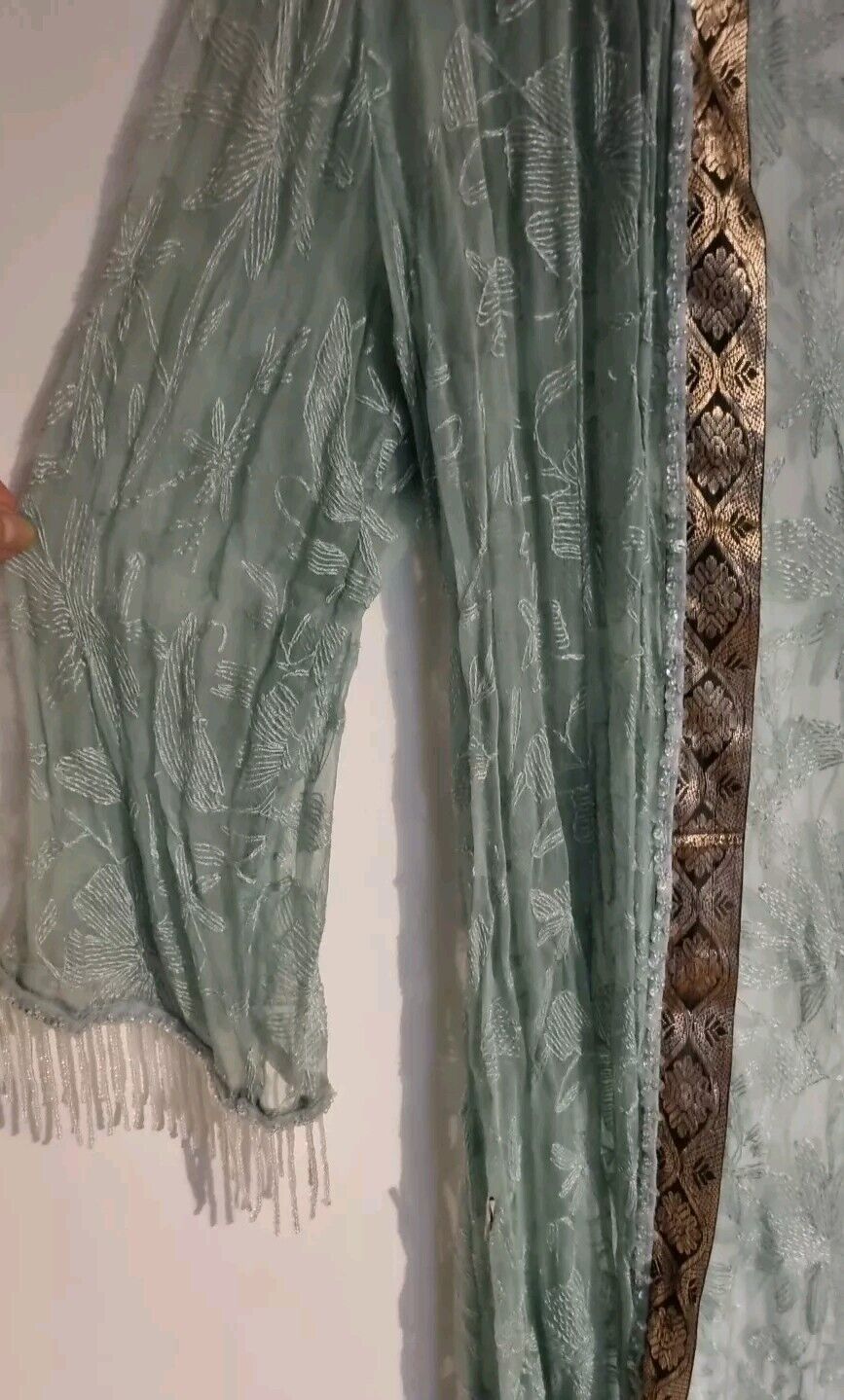 Nina Morris Women's Pale Green Lace Sheer House Coat One Size