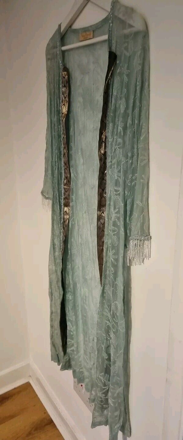 Nina Morris Women's Pale Green Lace Sheer House Coat One Size