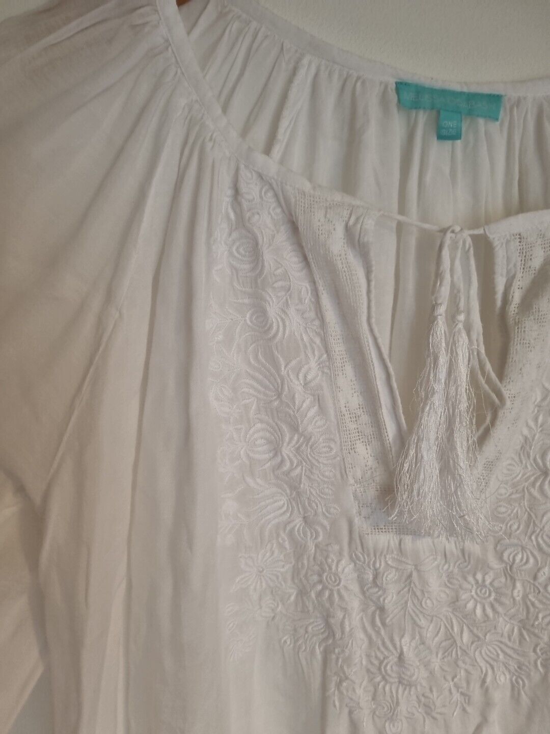 Melissa Odabash Women's White Embroidered Top, Blouse One Size