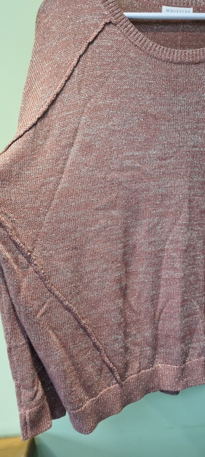 Whistles Women's Pink Glittery Metallic Thread Pullover, Jumper Size 16
