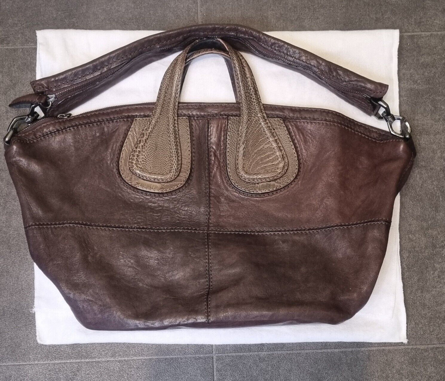 Genuine Two Way Givenchy Women's Brown Leather Shoulder Bag With Logo Dustbag