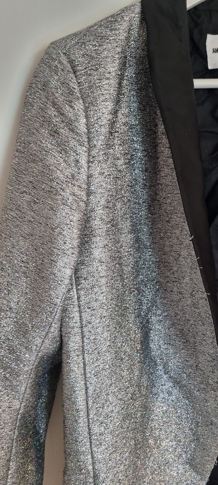 American Retro Women's Metalic Silver Tuxedo Jacket Size 38