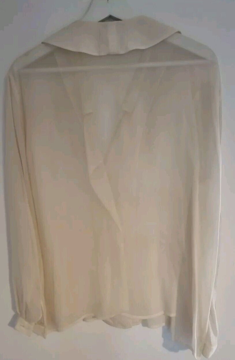 Georgio Armani Milan Women's Cream 100% Pure Silk Blouse Size Approx 14/16