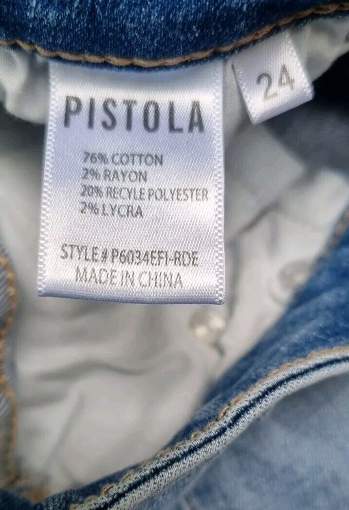 Pistola Women's Blue Distressed Cropped Jeans Size 24