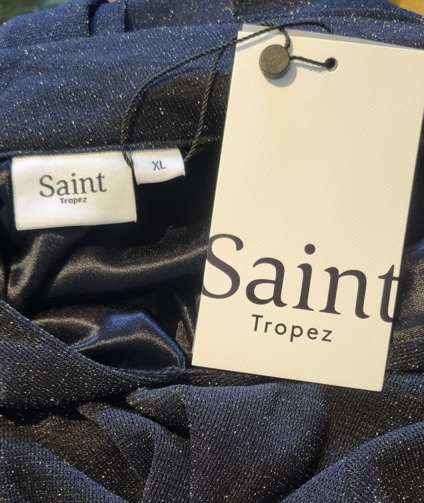 BNWT Saint Tropez Women's Deep Blue Metallic Sparkle Dress Size XL