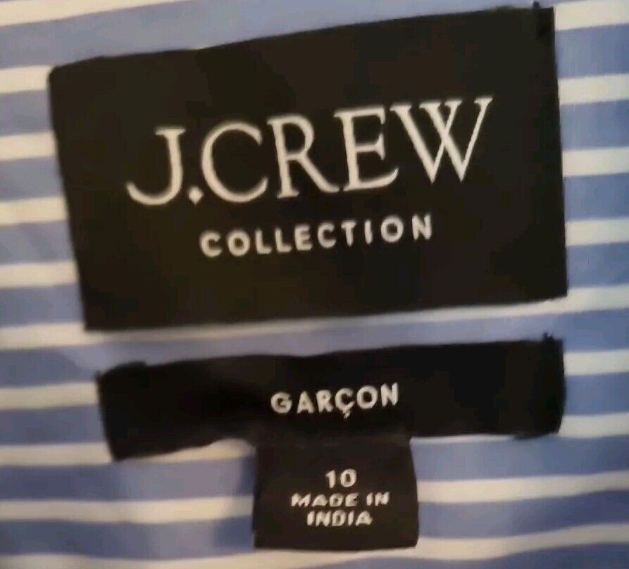 J Crew Women's Blue Striped Sequinned Long Sleeved 100% Cotton Shirt Size 10