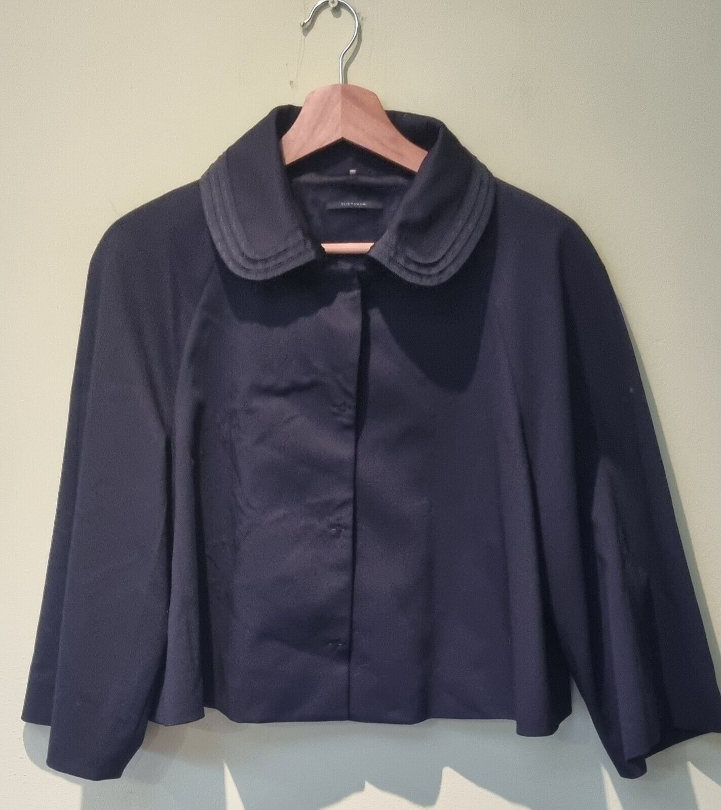 Elie Tahar Women's Black Cape Style Virgin Wool Jacket Size 8