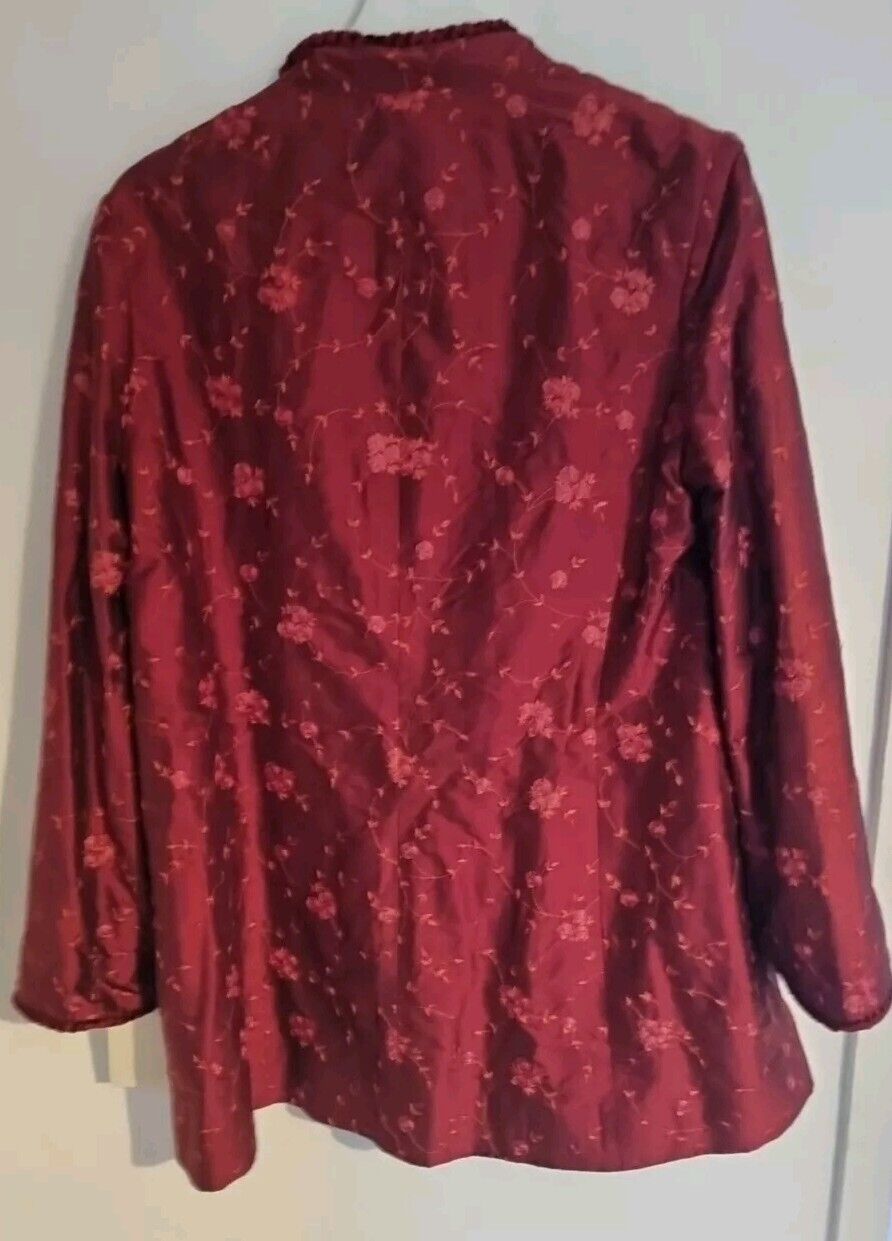 BNWT Caroline Charles Women's Red Rococo Soft Kimono Style Jacket Ruby Size 12