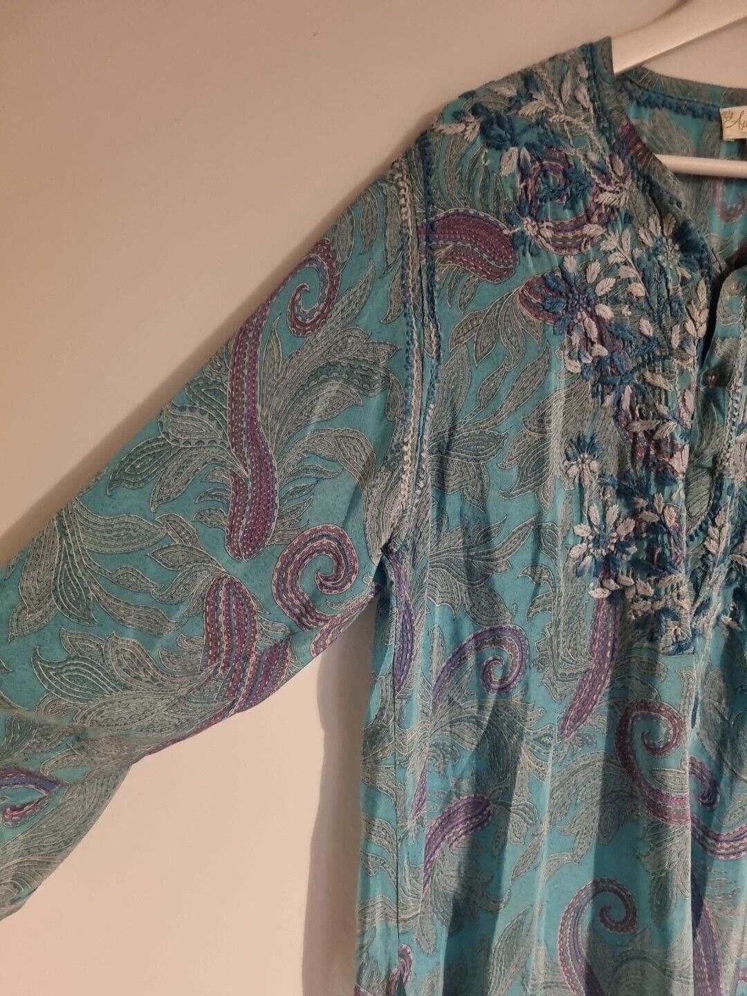Aurobelle Exclusive Ibiza Women's 100% Silk Tunic Dress Kaftan Green Size 48