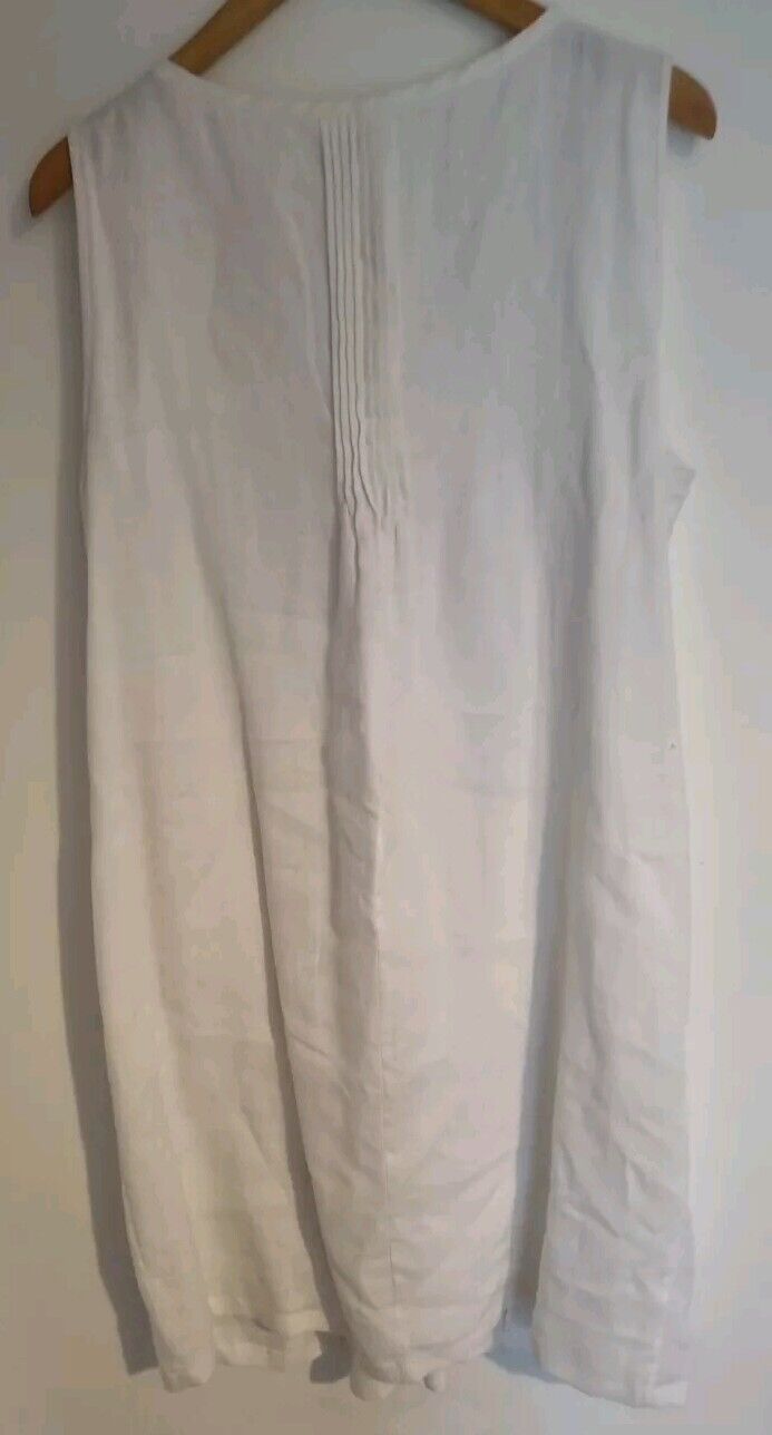 BNWT White Label By The White Company Women's White 100% Linen, Lined Dress 14
